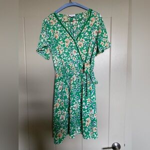 Sienna Sky Green Floral Tie Waist Dress
